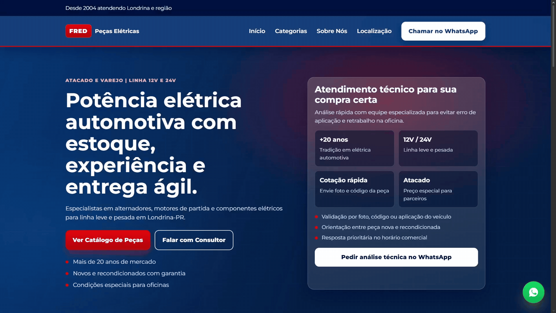 Preview do site Fred Peças